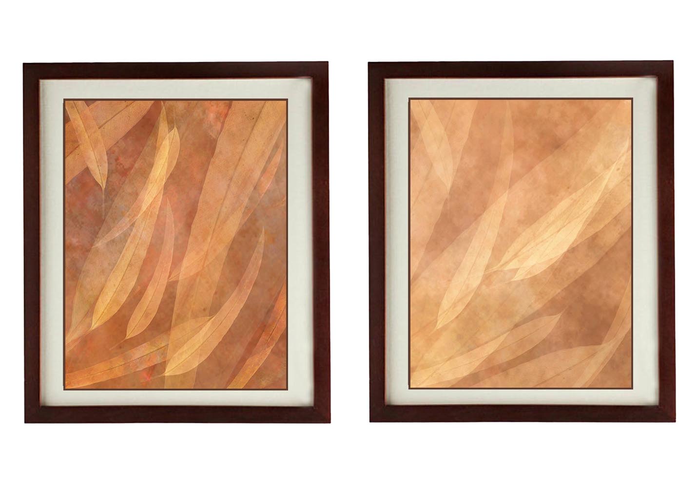 Leaves Leaf Set of 2 Prints Abstract Beige Cream Nature Art Print Old Antique Vintage Printable Bath